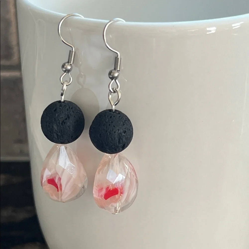 Artisan Black Lavastone Diffuser and Glass  Earrings